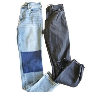 PacSun Jeans 26 Hi Rise Patchwork Light Wash Black 2 pair
